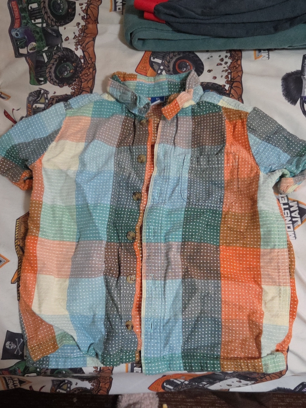 Kids Multicolor Plaid Short-Sleeve Button-Up Shirt Jacket